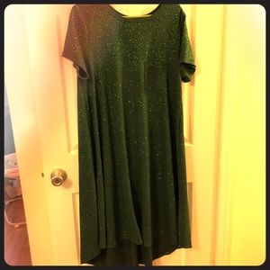 LulaRoe Holiday Carly Green Sparkly T-Shirt Dress
